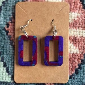 Marbled Bi Pride Resin Rectangle Earrings